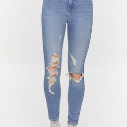 FOREVER 21 Women Mid-Rise Skinny Fit Highly Distressed Light Fade Stretchable Jeans-image-31