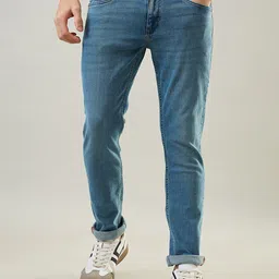 TIM PARIS Men Straight Fit Low Distress Light Fade Jeans-image-66