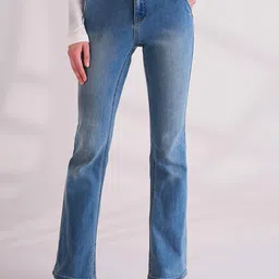 B.Copenhagen Women Wide Leg Clean Look Light Fade Stretchable Jeans-image-5