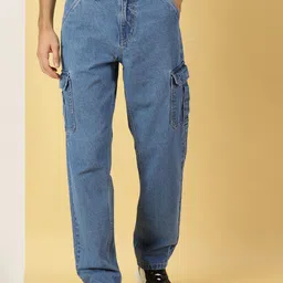 Thomas Scott Men Mid Rise Loose Relaxed Fit Clean Look Light Fade Cotton Jeans-image-8