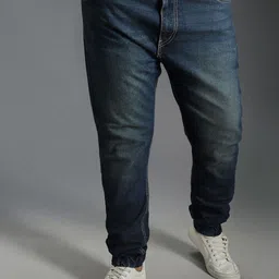 Freeform by High Star Men Plus Size Tapered Fit Pure Cotton Light Fade Jeans-image-98