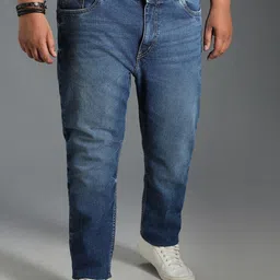 Freeform by High Star Plus Size Men Mid-Rise Tapered Fit Heavy Fade Pure Cotton Jeans-picture-35