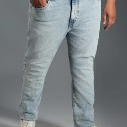 Freeform by High Star Men Plus Size Tapered Fit Mid-Rise Clean Look Pure Cotton Jeans-image-88