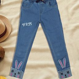 A-Okay Girls Blue Jogger High-Rise Acid Wash Jeans-image-50