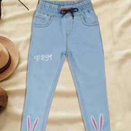 A-Okay Girls Blue Jogger High-Rise Acid Wash Jeans-image-61