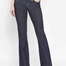 I Love She Women Blue Bootcut Low Distress Jeans-image-29