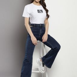 Calvin Klein Women Wide Leg Mid-Rise Dark Shade Clean Look Cotton Jeans-image-97