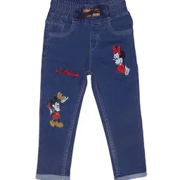 A-Okay Boys Slim Fit High-Rise Mickey & Minnie Mouse Embroidered Cotton Jeans-image-89