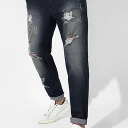Campus Sutra Men Blue Smart Slim Fit Ripped Stretchable Jeans-image-49