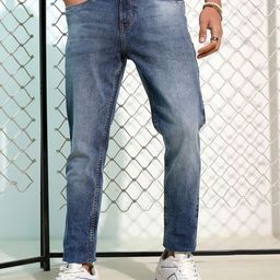HIGHLANDER Blue Men Tapered Fit Heavy Fade Stretchable Jeans-image-4