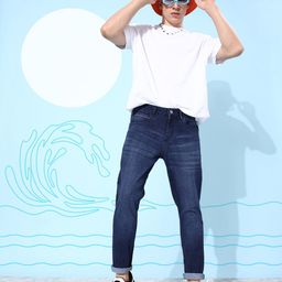 Mast & Harbour Men Indigo Blue Slim Fit Light Fade Stretchable Jeans-image-35