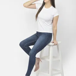 Crimsoune Club Women Blue Skinny Fit Light Fade Stretchable Jeans-22