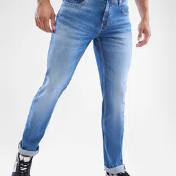 SPYKAR Men Slim Fit Low-Rise Heavy Fade Cotton Stretchable Jeans-picture-8