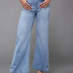 Miss Chase Women Wide Leg High-Rise Light Fade Stretchable Jeans-picture-24