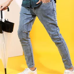 KETCH Men Blue Tapered Fit Slash Knee Heavy Fade Stretchable Jeans-image-7