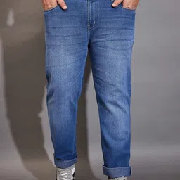 bigbanana Men Plus Size Blue Comfort Heavy Fade Stretchable Jeans-11
