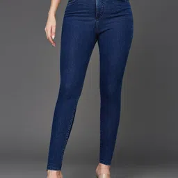 Miss Chase Women Skinny Fit High-Rise Dark Shade Clean Look Stretchable Jeans-picture-0