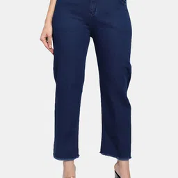LIVE OK Women Navy Blue Boyfriend Fit High-Rise Stretchable Jeans-image-22