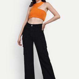 BROADSTAR Women Black Smart Wide Leg High-Rise Stretchable Jeans-image-113