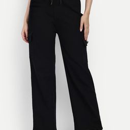 BROADSTAR Women Smart Wide Leg High-Rise Stretchable Cargo Jeans-image-30