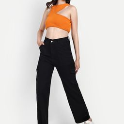 BROADSTAR Women Smart Clean Look Wide Leg High-Rise Cotton Stretchable Jeans-image-60