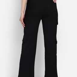 BROADSTAR Women Smart Wide Leg Clean Look High-Rise Cargo Stretchable Jeans-image-41