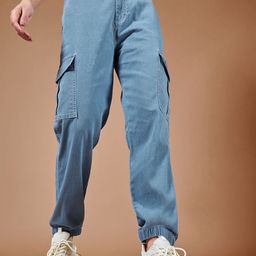 DOLCE CRUDO Women High-Rise High-Rise Clean Look Cooton Stretchable Cargo Jeans-image-30
