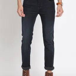 Turtle Men Narrow Tapered Fit Clean Look Mid Rise Stretchable Jeans-image-47