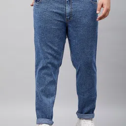 STUDIO NEXX Plus Size Men Slim Fit Mid-Rise Clean Look Stretchable Jeans-image-43
