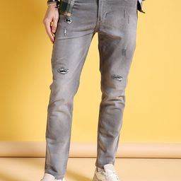 The Indian Garage Co Men Low Distress Ripped Slim Fit Stretchable Jeans-image-30