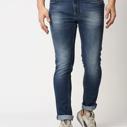 WAIMEA Men Blue Slim Fit Heavy Fade Stretchable Jeans-picture-17