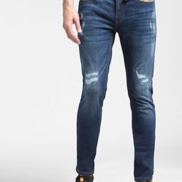 Jack & Jones Men Blue Low-Rise Mildly Distressed Stretchable Jeans-image-41