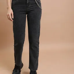 Tokyo Talkies Women Grey Straight Fit Stretchable Jeans-image-69