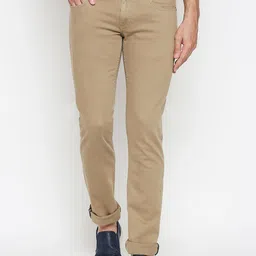 Basics Men Khaki Solid Skinny Fit Stretchable Jeans-image-119
