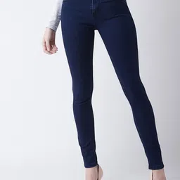 DressBerry Women Navy Blue Skinny Fit Clean Look Stretchable Jeans-image-52