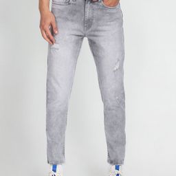 Flying Machine Men Slim Fit Mildly Distressed Heavy Fade Whiskers Jeans-picture-49