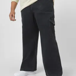 Urbano Plus Men Loose Fit Washed Cargo Non-Stretchable Jeans With 6 Pockets-image-79