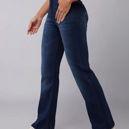 DOLCE CRUDO Outdoor Fun Women Blue Wide Leg Mid-Rise Light Fade Stretchable Jeans-image-38
