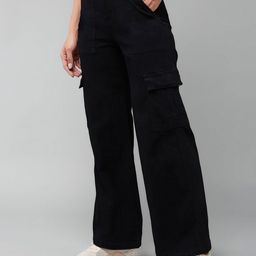 DOLCE CRUDO Runners Overpower Women Black Clean Look High-Rise Stretchable Wide Leg Jeans-image-37