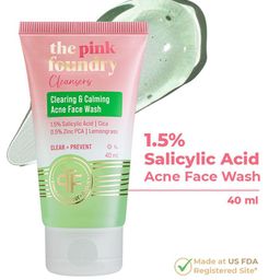 The Pink Foundry Cleansers Clearing & Calming Acne Face Wash - 40ml-43