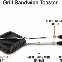 masox store Aluminium Grill Non Stick Toast Sandwich Maker, Litti Maker | Appam Stand S3 Toast image 2