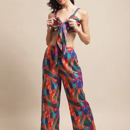 Claura Abstract Printed Top & Trouser Swimwear Set-picture-37