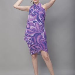 Claura Purple & Grey Abstract Printed Cover Up Sarong-image-29