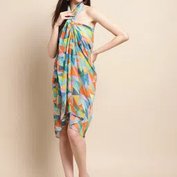 Claura Geometric Printed Swimwear Cover Up Sarong-image-40