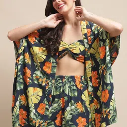 Claura Tropical Printed Swimwear Cover Up Set With Robe-picture-20