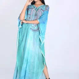 Rajoria Instyle Abstract Printed V-Neck Kaftan Style Coverup Dress-picture-17