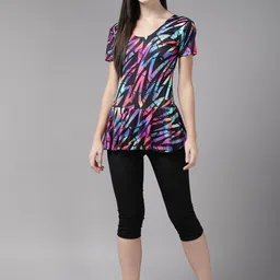 Aarika Abstract Printed Round Neck Swim Set-62
