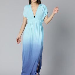 Oxolloxo Women Blue Tie & Dye Printed Beachwear Dress-image-12