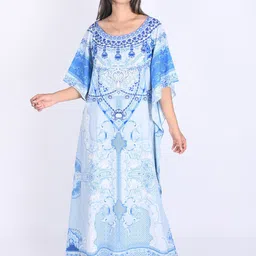 Rajoria Instyle Abstract Printed Round Neck Kaftan Style Coverup Dress-image-5
