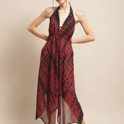 Claura Tie & Dye Halter Neck Swimwear Cover Up Dress-picture-33